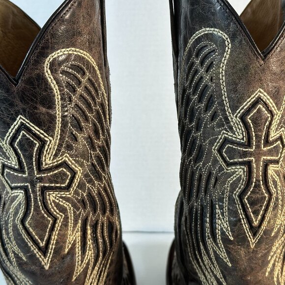 Corral Brown Heeled Boots with Embroidered Wings - Picture 8 of 16